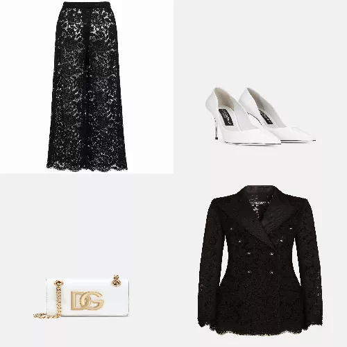 Il pizzo in un total look D&G/Dupes outfit Motivi